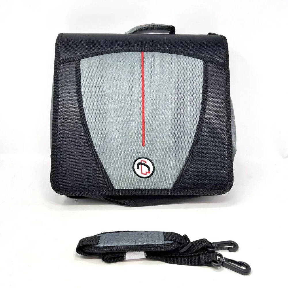 Case-It Mighty Zip Tab 3-Ring 3-inch Zipper Binder Expanding File Black/Gray New
